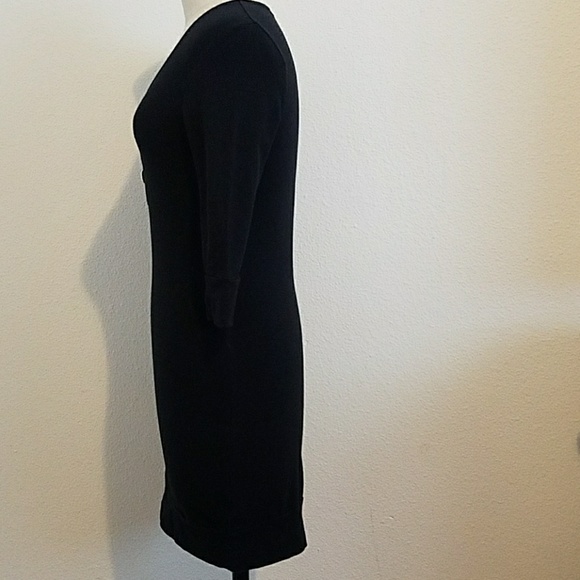 Reiss Black Fitted Stretch Cotton Button Dress - Picture 4 of 8